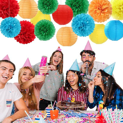 Rainbow Colorful Party-Decorations Paper-Flowers - Image 3