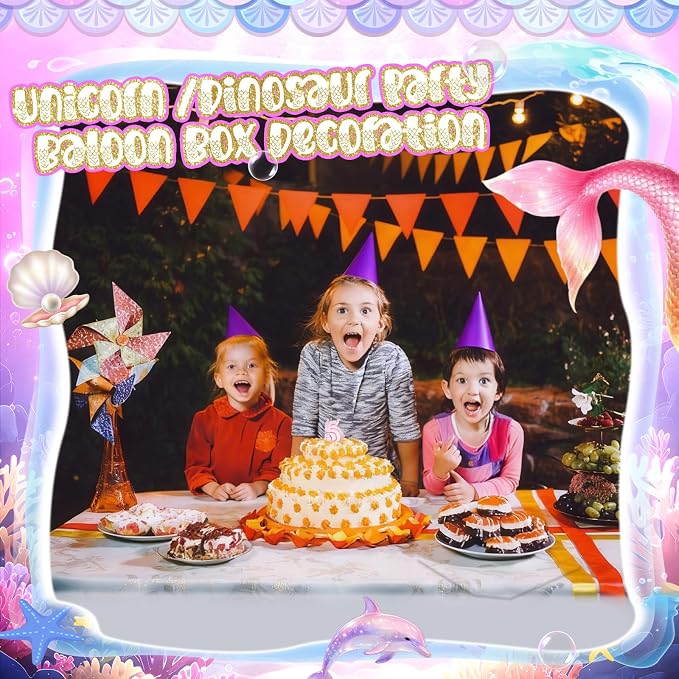 4 Pcs 4th Mermaid Birthday Decorations Four Birthday Balloon Boxes Mermaid - Image 5