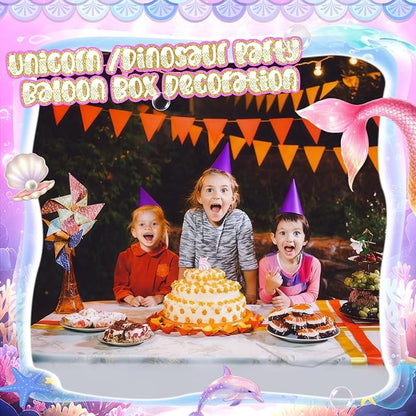 4 Pcs 4th Mermaid Birthday Decorations Four Birthday Balloon Boxes Mermaid - Image 5