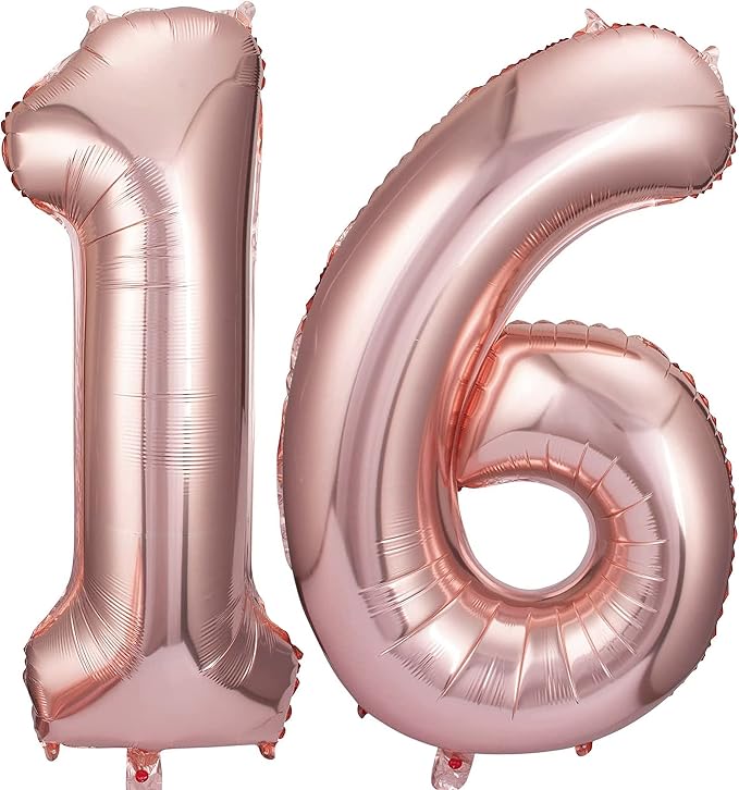 Jonhamwelbor 16 Balloon Numbers Rose Gold Big Giant Jumbo Number 16 Foil Mylar by Jonhamwelbor