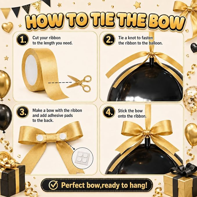 Black Gold Round Foil Balloons - Image 3