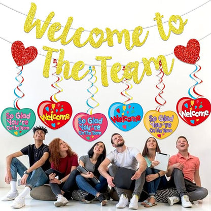Gold Glitter Welcome To The Team Banner and Hanging Swirls, Welcome Banner - Image 4