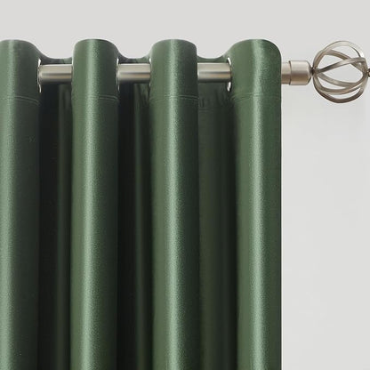 BULBUL Velvet Oilve Green Blackout Curtains 120 inch Long - Image 2