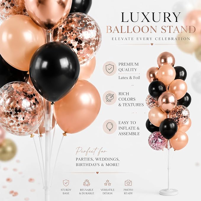 HIINS Rose Gold Black Balloon Column Kit Set of 2 - Image 5