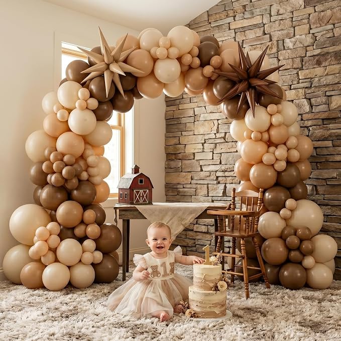 Brown Balloons, 12 Inch Double-layered Neutral Brown Nude Beige Cream Balloons - Image 5