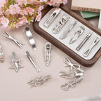 32pcs Star Heart Metal Hair Clips, 16 Styles Silver Hair Clip Alligator Barrettes, Bow Wavy Non-Slip 2000s Hair Accessories for Women Daily, Party