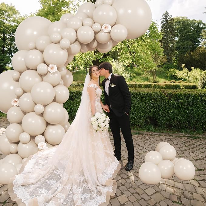 104pcs Sand White Balloon Garland Arch Kit Different Sizes 18/12/10/5 Inch | - Image 3