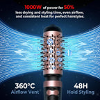 Hair Dryer Brush, 3-in-1 Rotating Round Hot Air Spin Brush Set with 2 Brushes (2" & 1.5"), Negative Ionic Blow Volumizer, 2 Detachable Auto-Rotating Curling Brush 100-120V