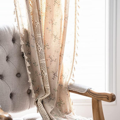 Sutuo Home Boho Curtain Semi-Blackout Crochet Hollow Lace Patchwork - Image 7
