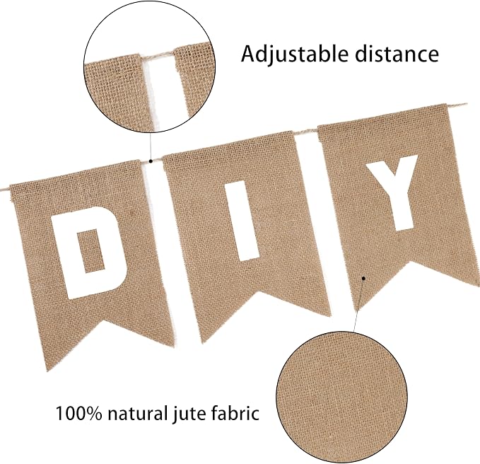 LaRibbons Burlap Banner, 5x7.5 | Burlap Banner DIY Party Decor - Image 6
