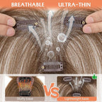 Benehair Clip in Bangs 100% Real Human Hair Extensions 360° Cover Clip on 3D Wispy Bangs for Women Topper Hairpieces for Women Medium Brown