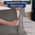 BLISSFORD Satin Pillowcase with Zipper, for Hair and Skin Care, Feels Soft and Cool Like a Silk Pillowcase, Satin Pillow Cases 2 Pack, Slik Pillow Cover, Dark Grey - Queen Size