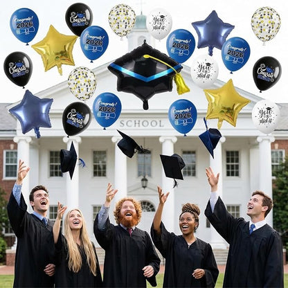 Graduation Balloons for Class of 2026 Decorations Royal Blue Black Gold Silver - Image 5