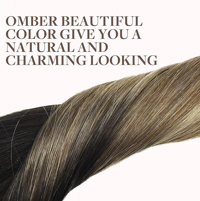 GOO GOO Clip in Hair Extensions Real Human Hair, Remy Human Hair Extensions Clip ins for Women, Natural Human Hair, 14inch 120g 7Pcs, 2/6/18 Balayage Brown to Dirty Blonde