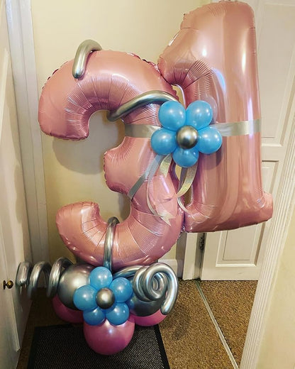 Light Pink Balloon Number 5, 40 Inch Large Self Inflating Foil Number Balloons - Image 9