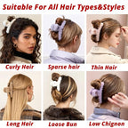 VinBee 4 PCS Faux Fur Hair Clips Large Plush Hair Catch Barrette Jaw Clamp for Women Girls Half Bun Hairpins for Thick Hair Cute Claw Clips Hair Accessories (4.5 Inch)