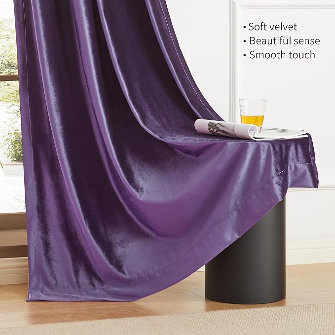Velvet Violet Purple Blackout Curtains 84 inch Length - Image 4