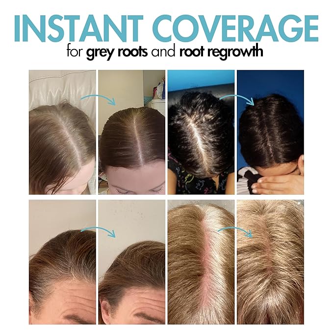 Hair Genetics Root Touch Up Hair Color Root Cover Up with Double-Ended Brush for Hair Color for Gray Hair Coverage - Portable Hair Powder Solution for Quick Gray Coverage (Black, 6g)