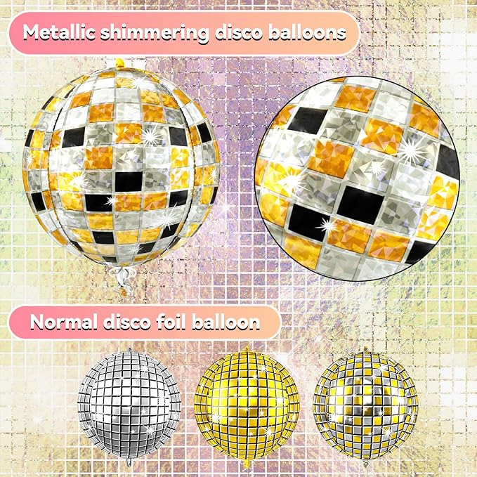 6pcs 22 Inch Multicolor Disco Ball Balloons - Image 2