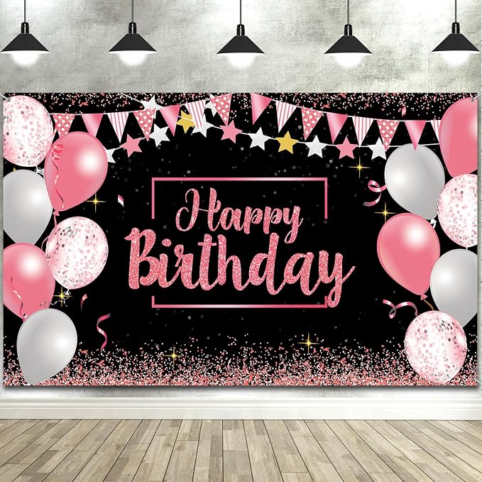 Tatuo Happy Birthday Decorations Backdrop Banner by Tatuo