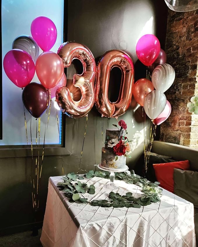Rose Gold 30 Number Balloons, 40 Inch Giant Number 30 Balloons Foil Mylar - Image 7