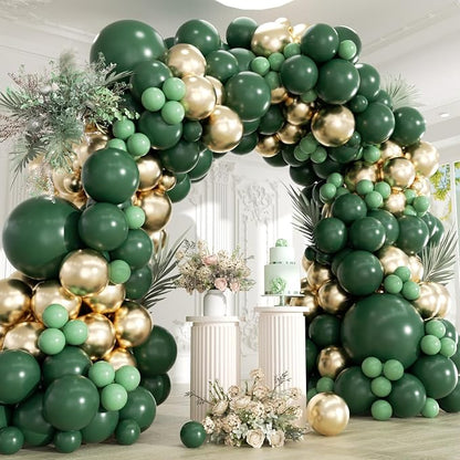 Green and Gold Balloons Garland Arch Kit by Unknown
