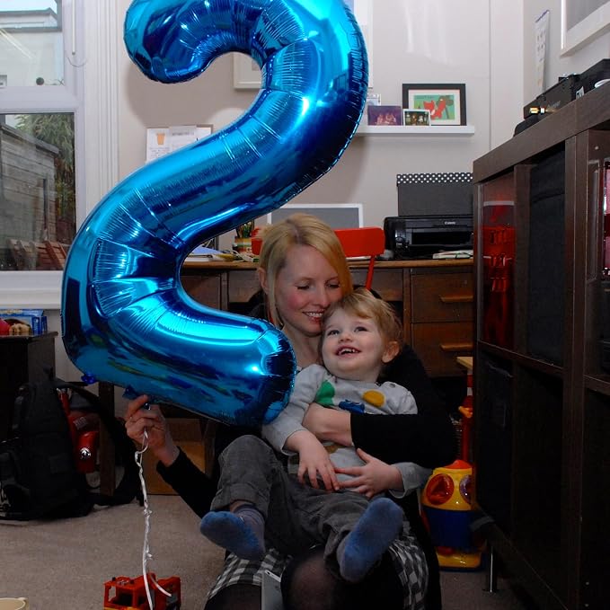 2 Balloon Numbers Birthday Decorations, 40In Dark Blue Balloons - Image 3