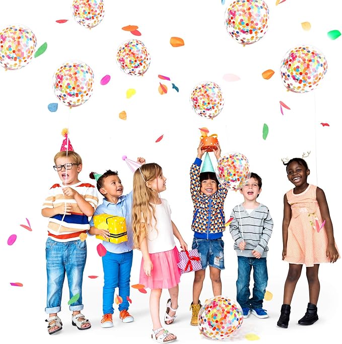 Gejoy 50 Pieces Rainbow Multicolor Confetti Balloons 12 Inches Latex Balloon - Image 5