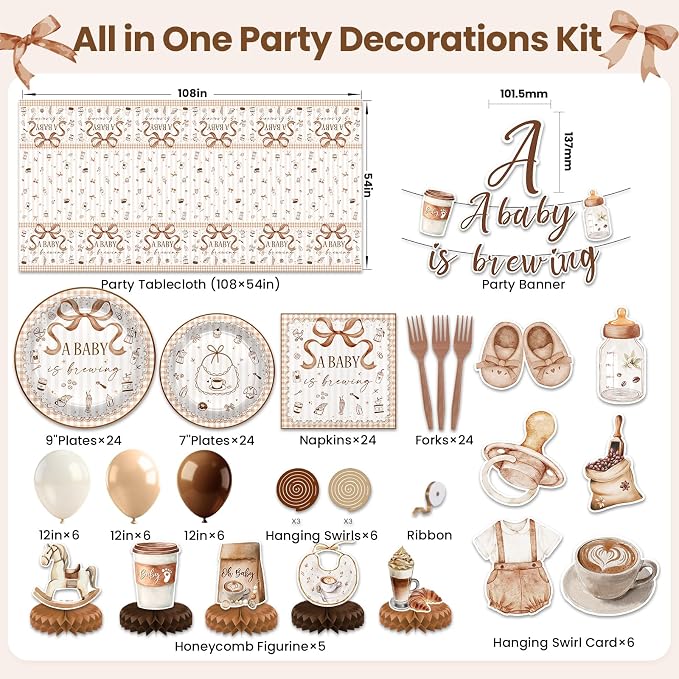 Coffee Baby Shower Decorations A Baby Is Brewing Party Supplies | Coffee Theme - Image 2