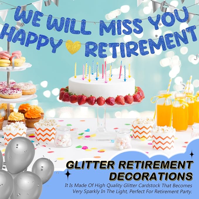 Fulmoon Pre Strung Happy Retirement and We Will Miss You Banner Bunting - Image 7