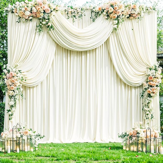 10 Panels Ivory Backdrop Curtains - Image 4