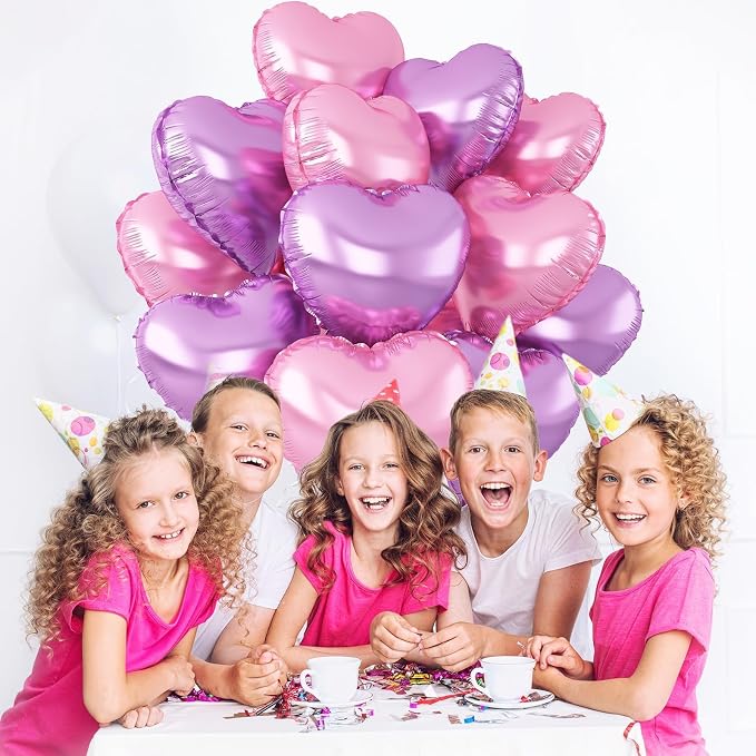 Pink Purple Heart Balloons, 18Inch Purple Pink Helium Polyester Film Balloon - Image 3