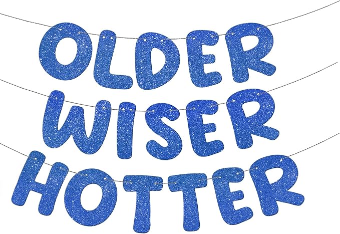 Fulmoon Set of 3 Pre Strung Older Wiser Hotter Glitter Banner Funny Birthday by Fulmoon