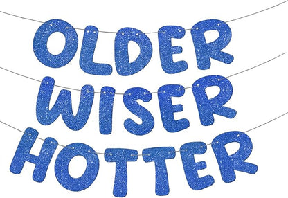 Fulmoon Set of 3 Pre Strung Older Wiser Hotter Glitter Banner Funny Birthday by Fulmoon