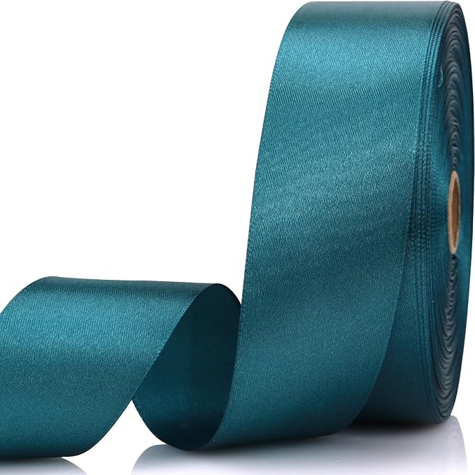 1-1/2 Inch 60 Yards Greenish Blue Solid Satin Ribbon by Unknown