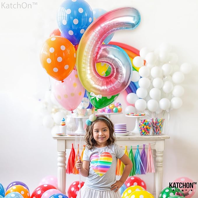 KatchOn Rainbow Number 6 Balloon 40 Inch - Image 6