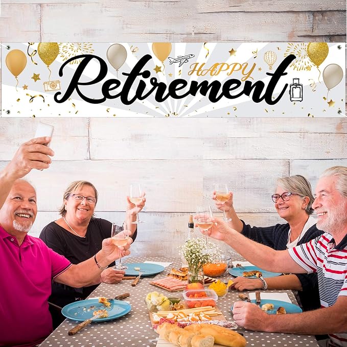 Blulu Retirement Decoration Banner 72.8 x 15.7 Inch Large Fabric Yard Sign - Image 4