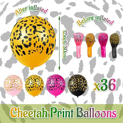 Gejoy 36 Pcs Black Rose Red Pink Gold Cheetah Balloons Leopard Print Balloons - Image 5