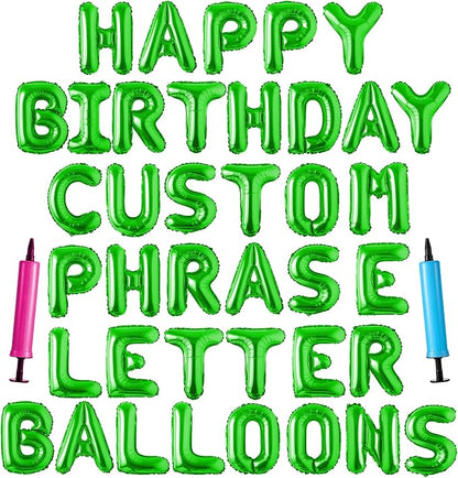 Happy Birthday Balloon Banner Custom Phrase Balloons letter 16 inch by LIOZEOKUN