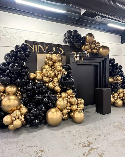 Black and Gold Balloons Garland Arch Kit 200Pcs - Image 4