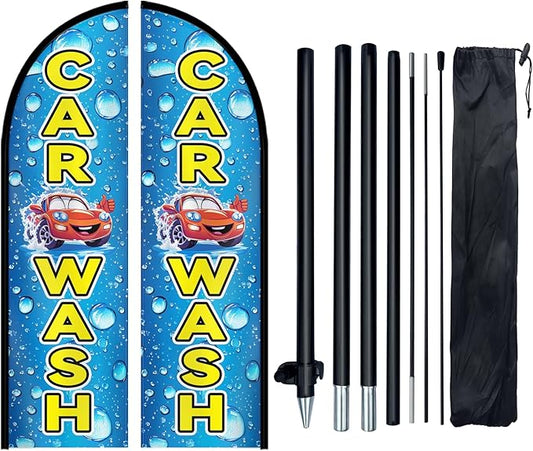 1PC Double Sided Car Wash Feather Flag by WOANIXY---ProfessionalCustomFeatherFlagCustomBanner