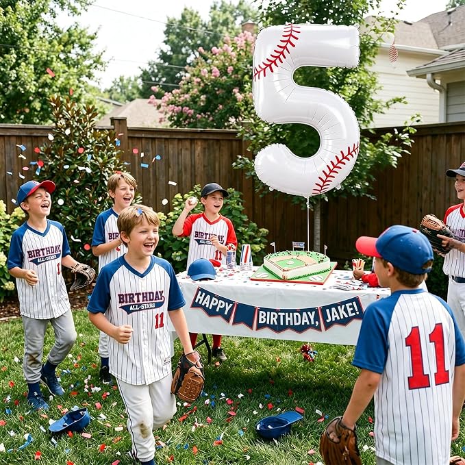 Jenaai Baseball Number 5 Balloons 40 Inch Baseball Theme Birthday Party - Image 6