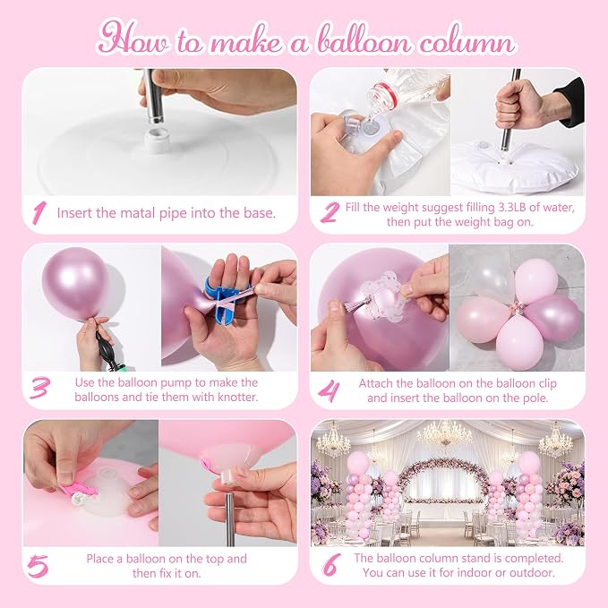 Pink and White Balloon Column Stand Kit of 2 - Image 4