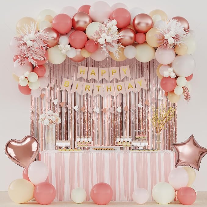 Boho Dusty Pink Happy Birthday Party Decorations - Image 5