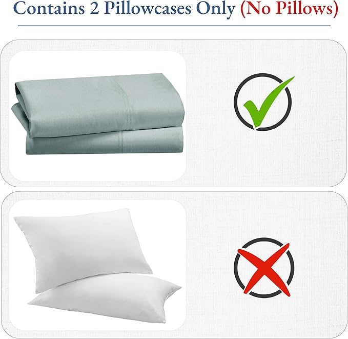 California Design Den Heirloom Soft, Smooth & Thick Certified 800 Thread Count 100% Cotton Sateen, 2 Pillow Cases Standard Size Fits Standard & Queen Size Pillows (Soft Teal)