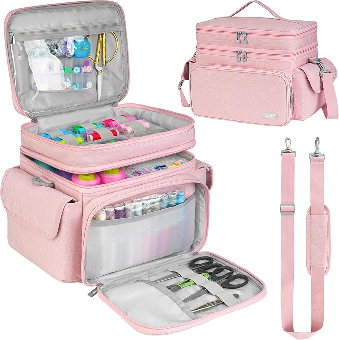LEFOR·Z Small Sewing Supplies Organizer Bag, Sewing Box | Double-Layer Sewing by LEFOR%C2%B7Z