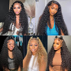 BVLBVL 30 Inch Lace Front Wig Human Hair 180% Density 13x6 Deep Wave Lace Frontal Wigs for Women Curly Wig Pre Plucked, Real Human Hair No Synthetic Blend No Tangle No Shedding Triple Lifespan 3X