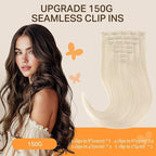DOORES Seamless Human Hair Clip in Extensions, Platinum Blonde 130g 7pcs 16 Inch Invisible Edge Hair Extensions Silky Straight Weft for Women