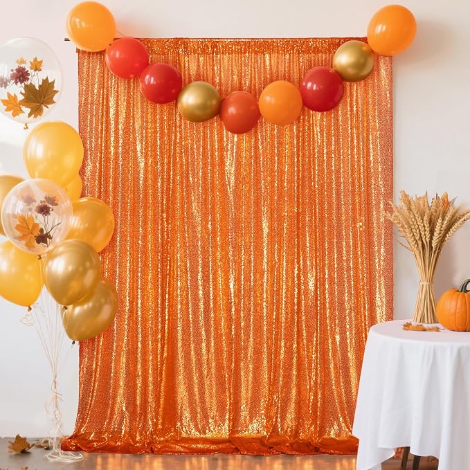 Eternal Beauty Orange 3mm Sequin Backdrop 6x8 Ft - Image 3
