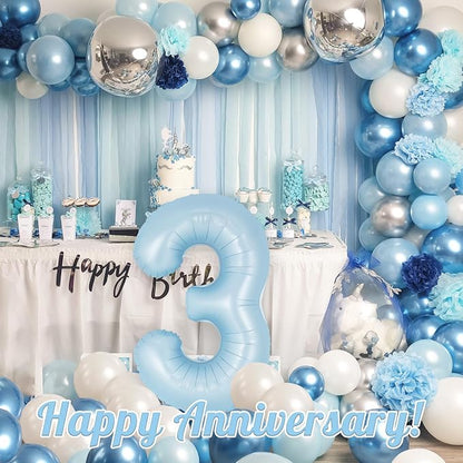 Light Blue Number 3 Balloon, 40 Inch Big Large Foil Number Balloons, Giant - Image 5